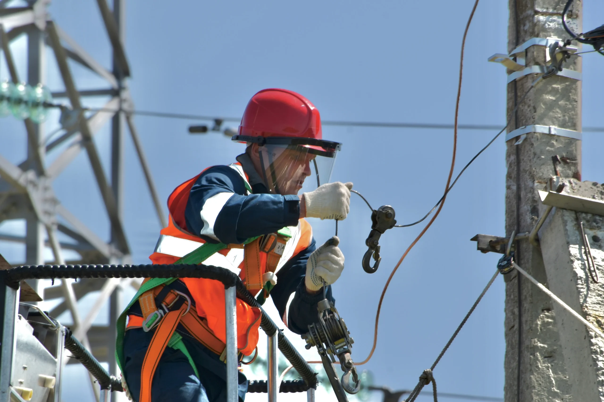 Electrician carrying out electrical work